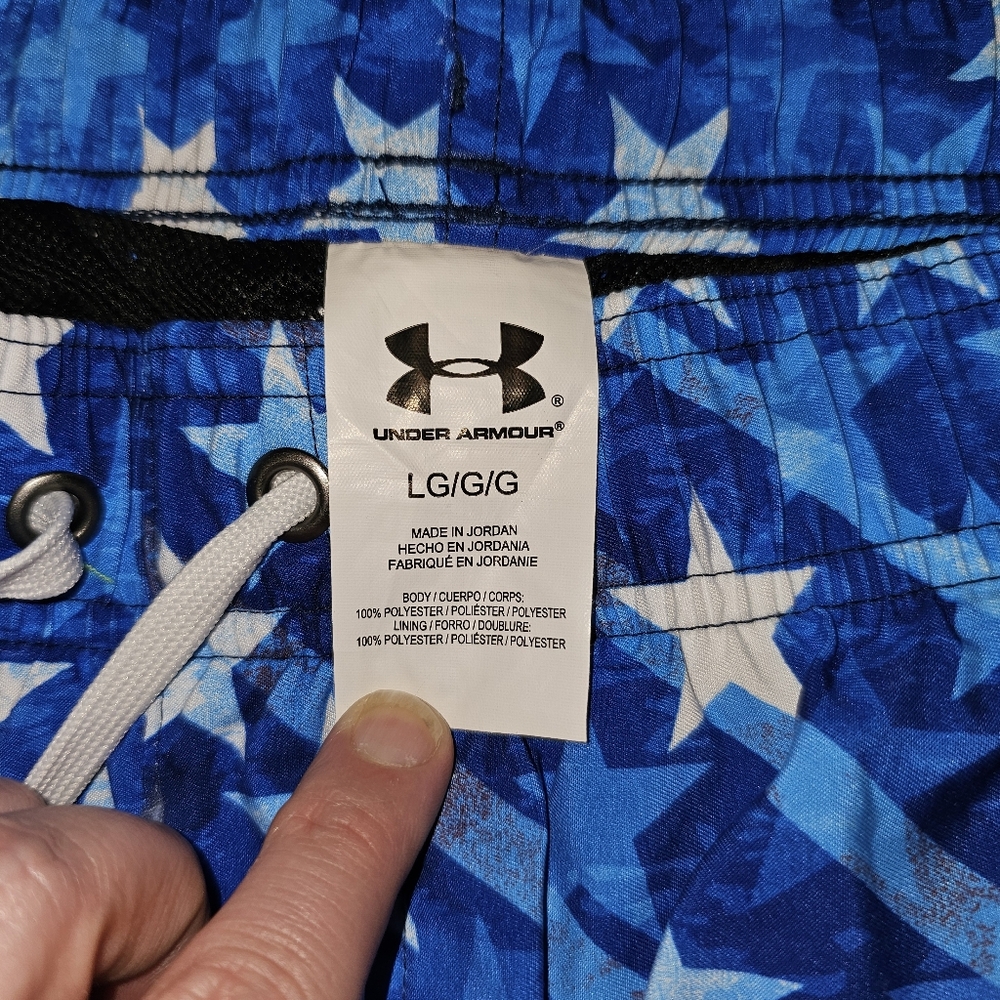 Under Armour Red and Blue Star Swim Trunks - Picture 3 of 3